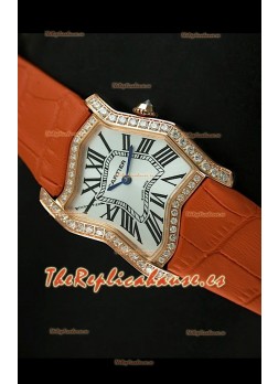 Cartier Tank Folle para damas Réplica Carcasa de oro amarillo Malla naranja 