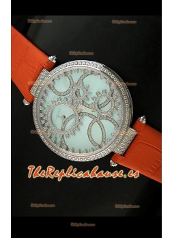 Cartier Réplica Bisel de diamantes Carcasa de acero inoxidable/naranja 