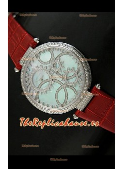 Cartier Réplica Bisel de diamantes Carcasa de acero inoxidable/Malla roja 