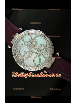 Cartier Réplica Bisel de diamantes Carcasa de acero inoxidable/Malla castaña 