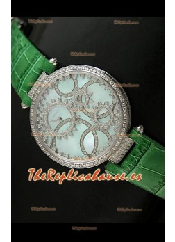 Cartier Réplica Bisel de diamantes Carcasa de acero inoxidable/Malla verde 