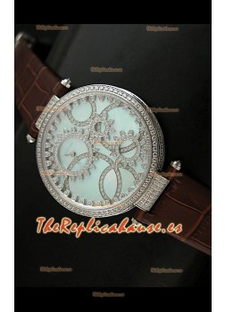 Cartier Réplica Bisel de diamantes Carcasa de acero inoxidable/Malla marrón 