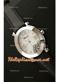 Chopard Happy Sport Reloj Japonés Señoras en Correa de Piel Negra