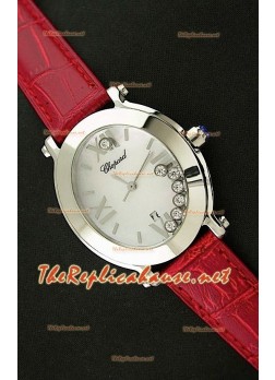 Chopard Happy Sport Reloj Japonés Señoras en Correa de Piel Roja