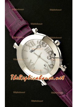 Chopard Happy Sport Reloj Japonés Señoras en Correa de Piel Púrpura