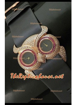 Chopard Animal World Reloj Señoras Búho en Oro Rosa Esfera de color Negro