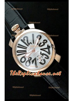 GaGa Milano Reloj Manual con Carcasa de Oro Rosa - Números en Negro