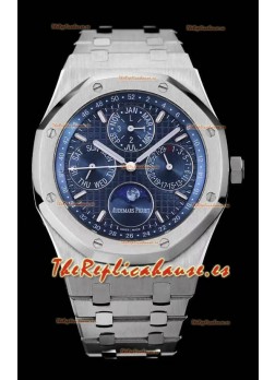 Audemars Piguet Royal Oak Calendario Perpetuo Réplica Suizo Caja de Acero en Dial de Acero Azul