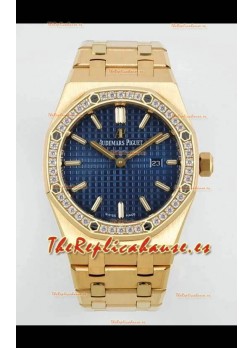 Audemars Piguet Royal Oak 33MM Oro Amarillo Dial Azul Reloj Réplica Espejo 1:1