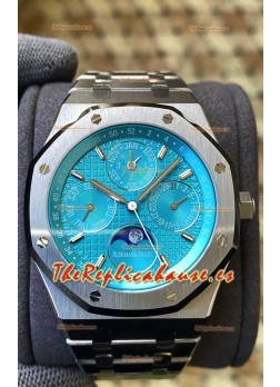 Audemars Piguet Royal Oak Calendario Perpetuo Réplica Suizo Acero 904L Dial Azul Cyan