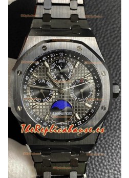 Audemars Piguet Royal Oak Reloj Réplica Suizo Calendario Perpetuo Caja con Revestimiento Negro y Dial Negro