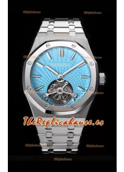 Audemars Piguet Royal Oak Tourbillon 41mm en Caja 904L - Dial de Tapicería Azul Tiffany Réplica Definitiva 1:1