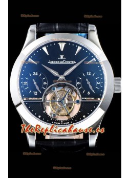 Jaeger LeCoultre Perpetual Tourbillon 904L Caja de Acero Dial Negro Reloj Réplica Suizo