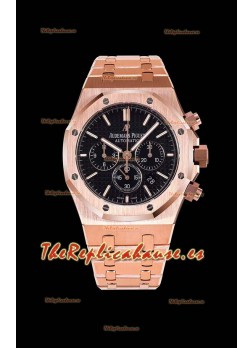 Audemars Piguet Royal Oak Chronograph Caja de Oro Rosado Dial Negro - Reloj Réplica 1:1