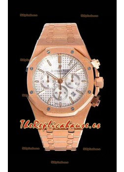 Audemars Piguet Royal Oak Chronograph Reloj de Acero 904L en Oro Rosado Dial Blanco - Reloj Réplica a Espejo 1:1