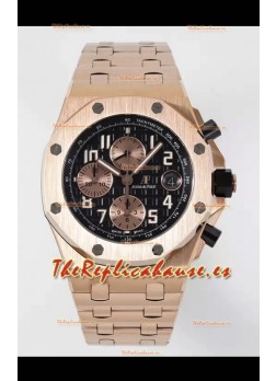 Audemars Piguet Royal Oak Offshore Dial Negro Cronógrafo Reloj Réplica a Espejo 1:1 - Oro Rosado