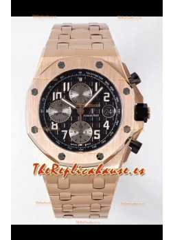 Audemars Piguet Royal Oak Offshore Dial Negro Cronógrafo Reloj Réplica a Espejo 1:1 - Oro Rosado
