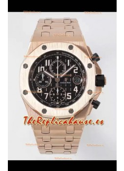 Audemars Piguet Royal Oak Offshore Dial Negro Cronógrafo Reloj Réplica a Espejo 1:1 - Oro Rosado