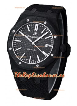 Audemars Piguet Royal Oak Ref.15400 Reloj con Caja de Carbono Forjado Dial Negro en Réplica Espejo 1:1