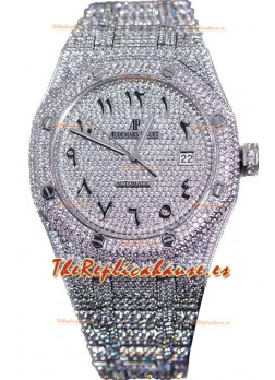 Audemars Piguet Royal Oak 15400 Iced Out Dial Árabe Caja en Acero Inoxidable Reloj Réplica Suiza