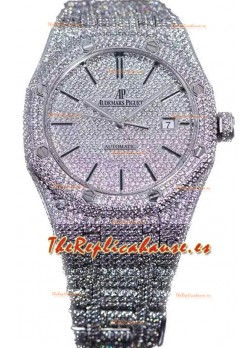 Audemars Piguet Royal Oak 15400 Iced Out Dial Stick Caja en Acero Inoxidable Reloj Réplica Suiza