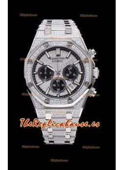 Audemars Piguet Royal Oak Reloj Réplica Suizo Cronógrafo con Movimiento de Cuarzo, Caja en Acero con Diamantes Incrustados