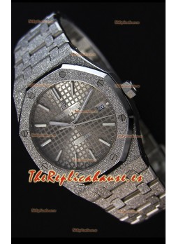 Audemars Piguet Royal Oak Frosted Reloj Réplica a Espejo 1:1 Oro Blanco de Cuerda Automática Dial Gris