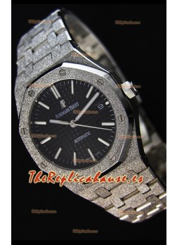 Audemars Piguet Royal Oak Frosted Reloj Réplica a Espejo 1:1 Oro Blanco de Cuerda Automática Dial Negro