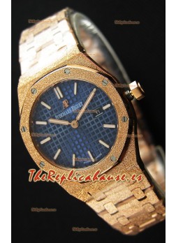 Audemars Piguet Royal Oak Frosted Réplica 1:1 de Cuarzo Suizo en Oro Rosado y Dial Azul Marino 33MM
