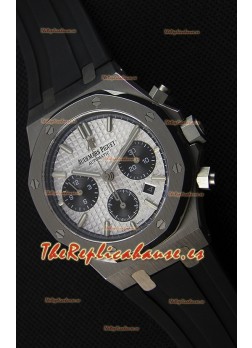 Audemars Piguet Royal Oak Reloj Réplica Suizo Cronógrafo Dial Blanco Correa de Goma