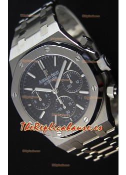 Audemars Piguet Royal Oak Reloj Réplica Suizo Cronógrafo, Dial Negro Correa de Acero