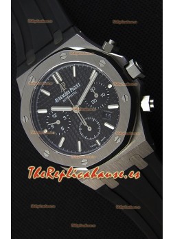 Audemars Piguet Royal Oak Reloj Réplica Suizo Cronógrafo Dial Negro Correa de Goma