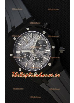 Audemars Piguet Royal Oak Reloj Réplica Suizo Cronógrafo Dial Gris tipo Pizarra Correa de Goma Caja Revestida de PVD