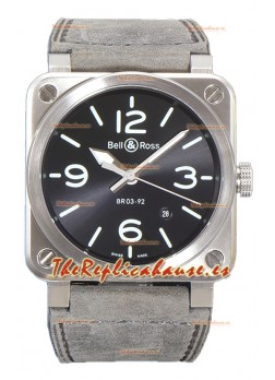 Bell and Ross BR03-92 Dial Gris Acero 904L Reloj Réplica Suiza 