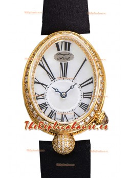 Breguet Reine De Naples Ladies Oro Amarillo Tela Negra Reloj Réplica Suizo Edición 1:1