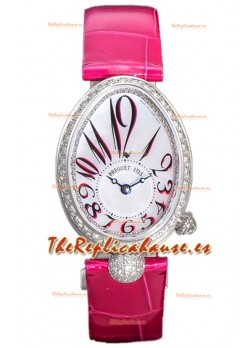 Breguet Reine De Naples Ladies Reloj Réplica Suizo Edición 1:1 Acero Inoxidable Piel Rosa