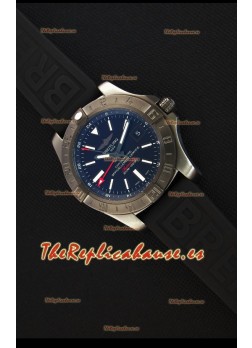 Breitling Avenger II BlackSteel GMT Reloj Réplica Suizo Correa de Goma Reloj Réplica a Espejo 1:1