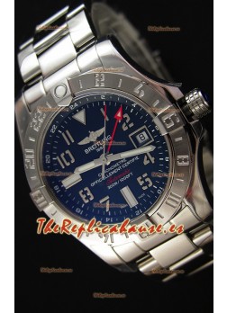 Breitling Avenger II GMT Reloj Réplica Suizo con Dial Negro Steel Strap Réplica a Espejo 1:1 Version