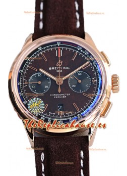 Breitling Premier B01 Chronograph 42 Edition Caja Oro Rosado Dial Marrón Centenario - Reloj Réplica Espejo 1:1