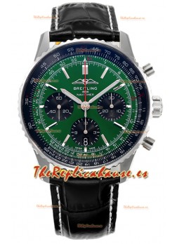 Breitling Navitimer B01 Chronograph 43 Dial Verde - Caja Acero 904L Réplica Suiza Espejo 1:1