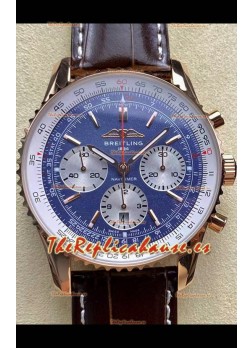 Breitling Navitimer B01 Chronograph 43 Dial Azul - Caja chapada Oro Rosado Réplica Suiza Espejo 1:1