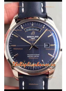 Breitling Transocean Dia & Fecha Reloj Réplica Suizo Dial en Azul Aurora Edición a Espejo 1:1