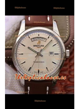 Breitling Transocean Dia & Fecha Reloj Réplica Suizo Dial en Blanco Edición a Espejo 1:1