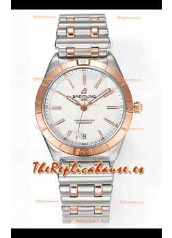 Breitling Chronomat 36MM 2 Tone Caja Oro Rosado Reloj Réplica Espejo 1:1 Dial Blanco