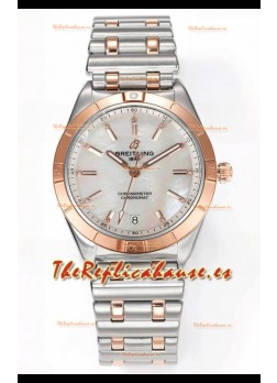 Breitling Chronomat 36MM 2 Tone Caja Oro Rosado Reloj Réplica Espejo 1:1 Dial Perla