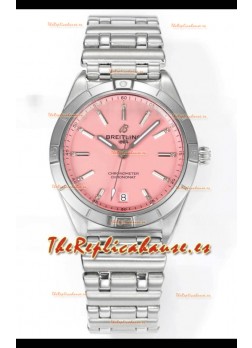 Breitling Chronomat 36MM Acero Inoxidable Casing Reloj Réplica Espejo 1:1 Dial Rosa