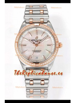 Breitling Chronomat 36MM 2 Tone Caja Oro Rosado Reloj Réplica Espejo 1:1 Dial Perla