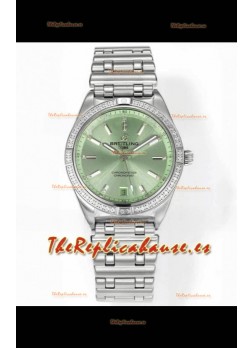 Breitling Chronomat 36MM Acero Inoxidable Casing Reloj Réplica Espejo 1:1 Dial Verde