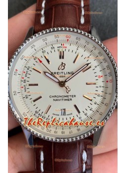 Breitling Navitimer 1 Reloj Réplica Suizo Automático en Dial Blanco - Correa de Piel Marrón