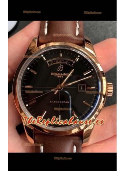 Breitling Transocean Dia y Noche Reloj Réplica Suizo en Dial Negro Edición Espejo 1:1
